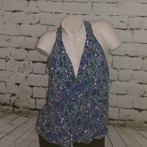 Express Size Small Floral Halter Top Plunge Front